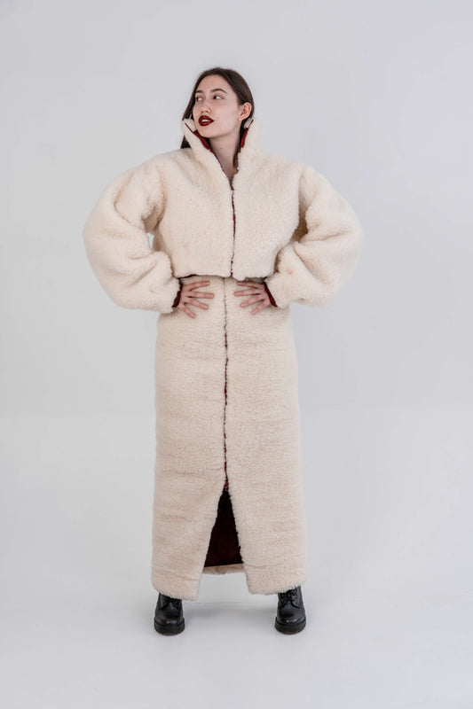 Woolen Women's Long Skirt - White