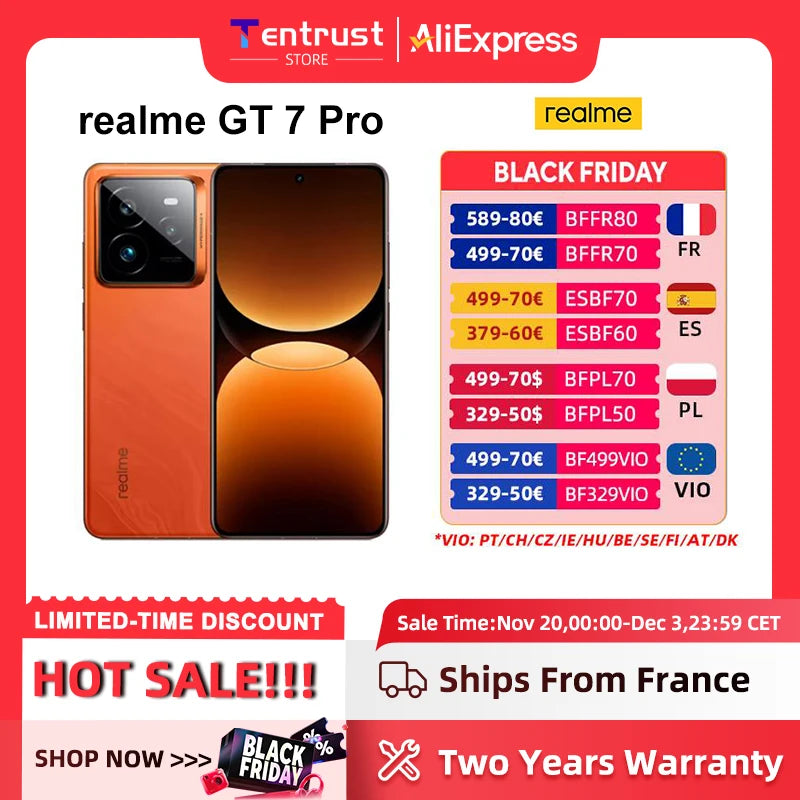 Global Version realme GT 7 Pro 5G Smartphone Snapdragon 8 Elite AI Ultra-clear Snap Camera RealWorld Eco² Display 6500mAh NFC