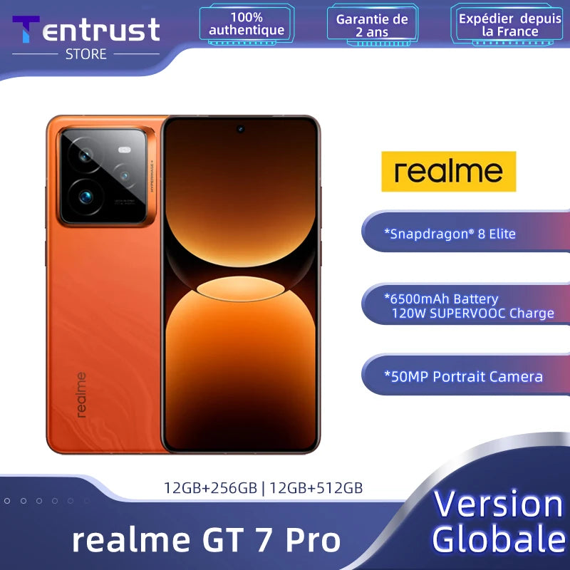 Global Version realme GT 7 Pro 5G Smartphone Snapdragon 8 Elite AI Ultra-clear Snap Camera RealWorld Eco² Display 6500mAh NFC